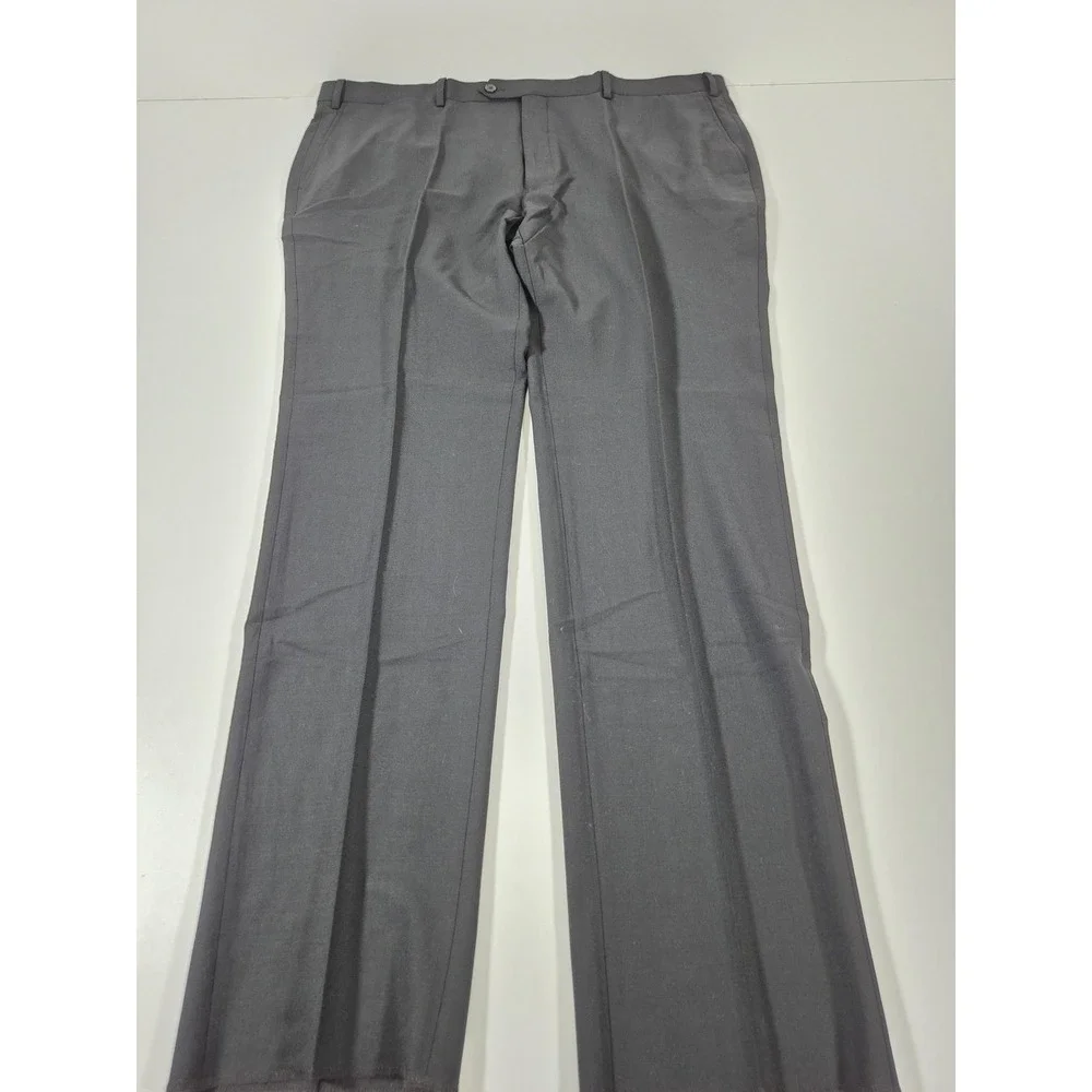 Giles & Jasper Dress Pants Mens 45x36 Black Wool Stretch Flat Front Unhemmed